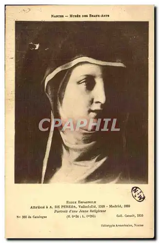 Cartes postales Nantes Musee Des Beaux Arts De Pereda Valladolid Madrid Portrait de jeune religieuse