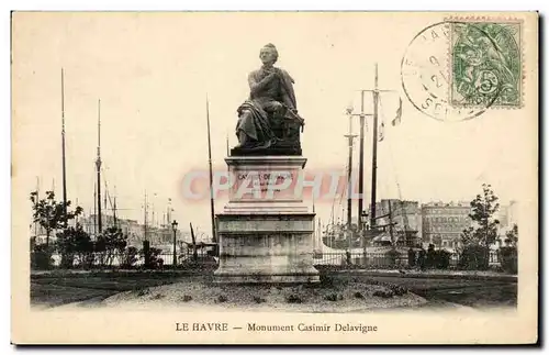 Cartes postales Le Havre Monument Casimir Delavigne Bateau