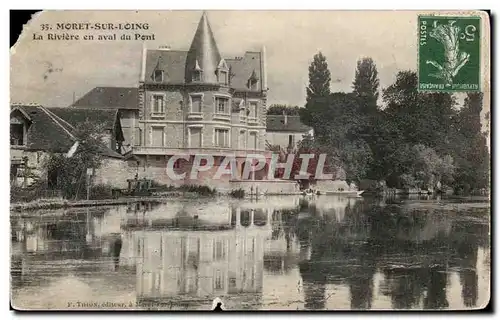 Cartes postales Moret sur Loing La Riviere en aval du Pont