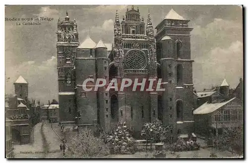 Ansichtskarte AK Rodez Sous la Neige La Neige La Cathedrale