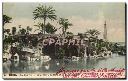 Cartes postales Nice La Grotte Nouveaux Jardins et le Monument