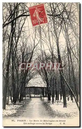 Cartes postales Paris Bois de Bois Boulogne en hiver Un refuge Sous la Neige