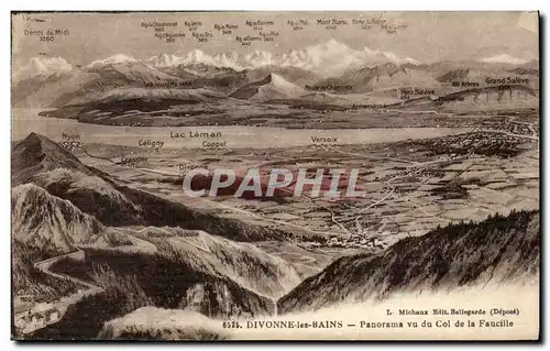 Cartes postales Divonne les Bains Panorama vu du Col de la Faucille