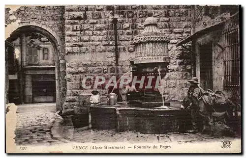 Cartes postales Vence (Alpes Maritimes) Fontaine du Peyre Enfants Ane Donkey