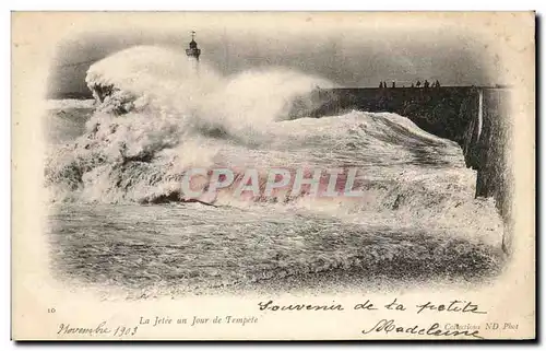 Ansichtskarte AK Le Havre La Jetee un Jour de Tempete Phare