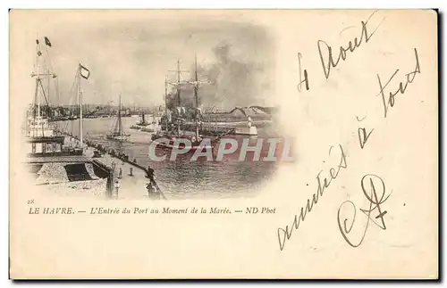 Cartes postales Le Havre L Entree du Port Moment de la Maree Bateau Voilier