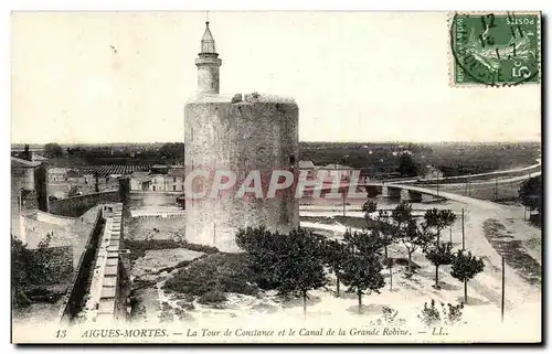 Cartes postales Aigues Mortes La Tour de Constance et le Canal De La Grande Robine