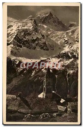 Cartes postales Les Alpes La Meije et le Vieux Clocher Roman du village des terrasses