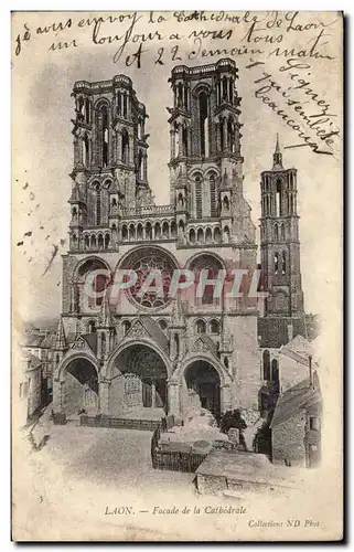 Cartes postales Laon Facade de la Catbedrale