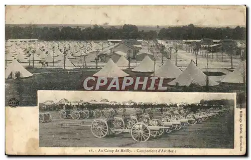 Cartes postales Au Camp de Mailly Campement d Artillerie Militaria Canons