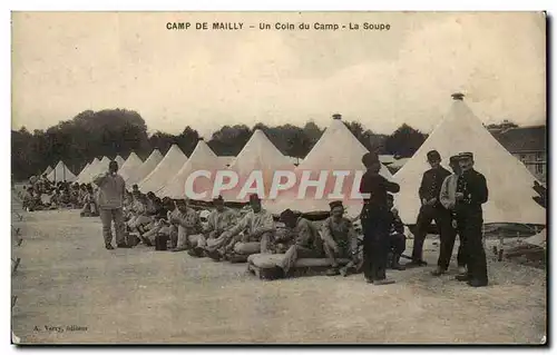 Ansichtskarte AK Camp De Mailly Un Coin du Camp La Soupe Militaria