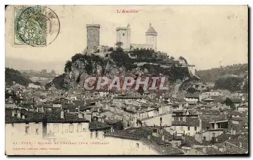 Cartes postales L Ariege Foix Rocher Et Chateau (Vue Generale)