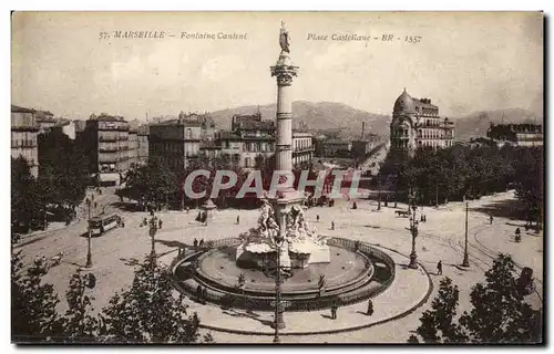 Cartes postales Marseille Fontainc Cantini Place Casteliane