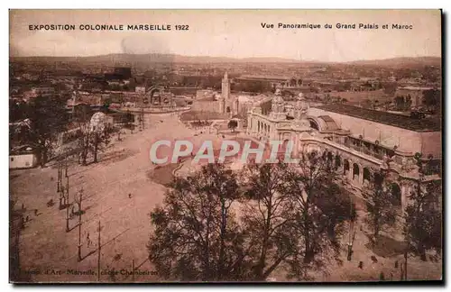 Cartes postales Marseille Exposition Coloniale Vue Panoramique du Grand Palais et Maroc