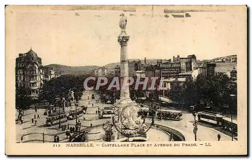 Ansichtskarte AK Marseille Castellane Place Et Avenue Du Prado Tramway