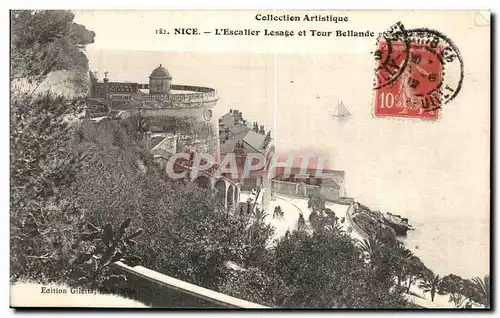 Cartes postales Collection Artistique Nice L Escalier Lesage et Tour Bellande