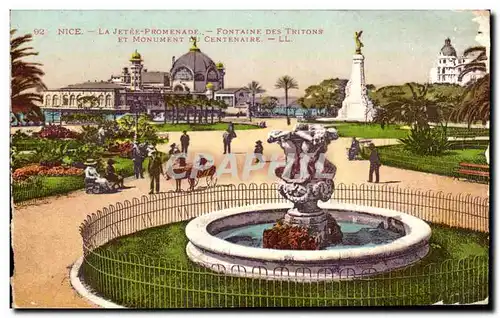 Ansichtskarte AK Nice La Jetee Promenade Fontaine Des Tritons Et Monument Du Centenaire Ane Donkey