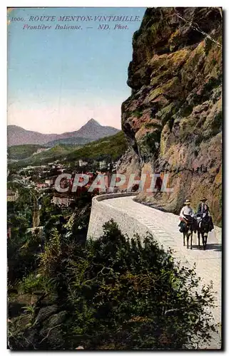 Cartes postales Route Menton Vintimille Frontiere Italienne Ane Donkey