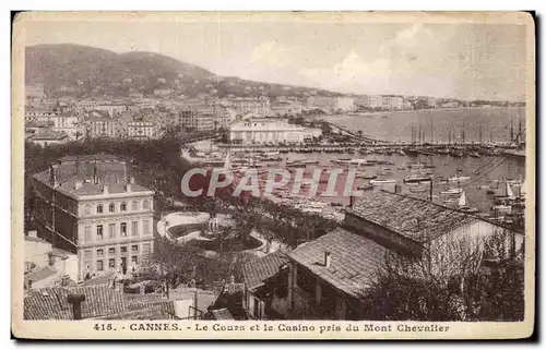 Ansichtskarte AK Cannes Le Cours et le Casino pris du Mont Chevalier Bateaux