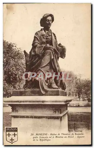 Ansichtskarte AK Moulins Statue de Theodore de Banville poete francais ne a Moulins en Square de la Republique