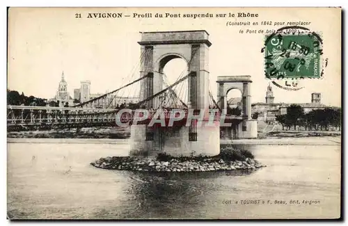 Cartes postales Avignon Profil du Pont suspendu sur le Rhone