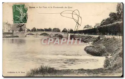 Cartes postales Sens La Pont et la Promenade du Quai