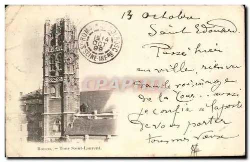 Cartes postales Rouen Tour Saint Laurent carte 1899