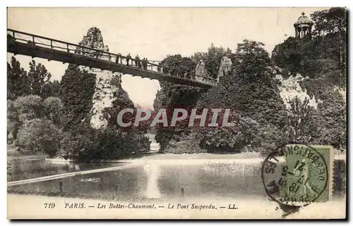 Cartes postales Paris Les Buttes Chaumont Le Pont Suspendu