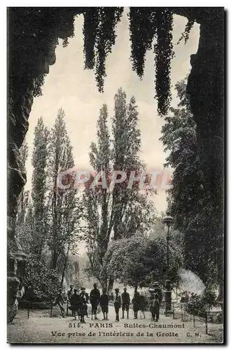 Ansichtskarte AK Paris Buttes Chaumont Vue prise de I Interieur de la Grotte Enfants