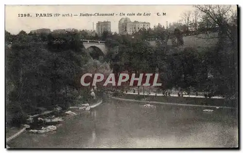 Cartes postales Paris Buttes Chaumont Un coin du Lac