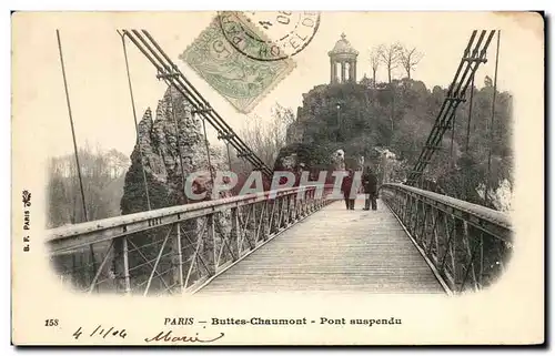 Cartes postales Paris Les Buttes Chaumont Pont suspendu