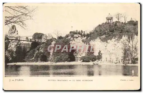 Ansichtskarte AK Paris Buttes Chaumont Le Pont Suspendu