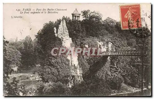 Ansichtskarte AK Paris Parc des Buttes Chaumont Le Pont suspendu et le Belevedere