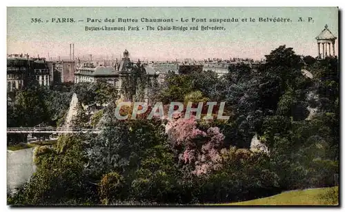 Ansichtskarte AK Paris Parc des Buttes Chaumont Le Pont suspendu et le Belvedere Buttes Chaumont Park The Chain B