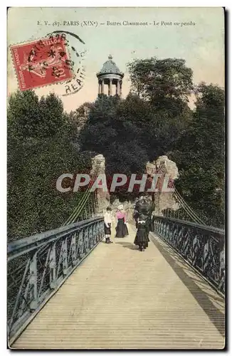 Cartes postales Paris Buttes Chaumont Le Pont suspendu