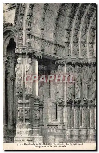 Cartes postales Cathedrale de Chartres Le Portail Nord Cote gauche de la baie centrale