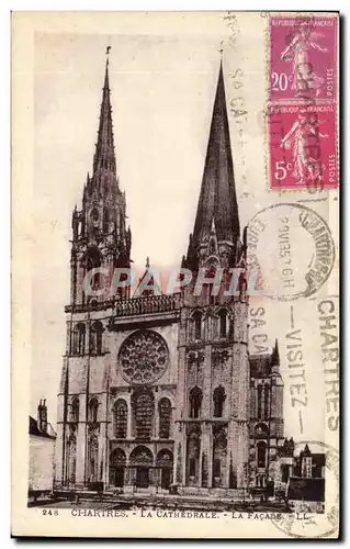 Cartes postales Chartres La Cathedrale La Facade