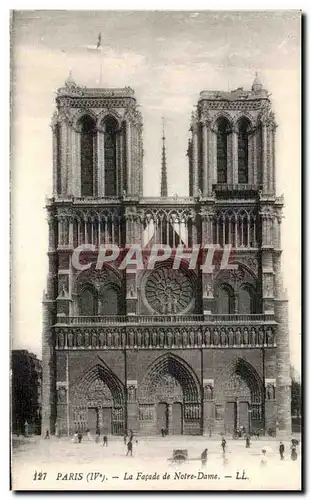 Cartes postales Paris La Facade de Notre Dame Paris