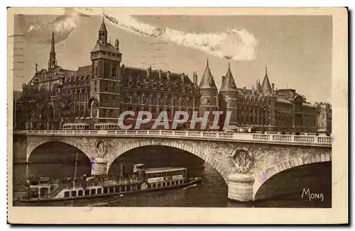 Ansichtskarte AK Paris Conciergerie Tour de l horloge et le pont au change Peniche