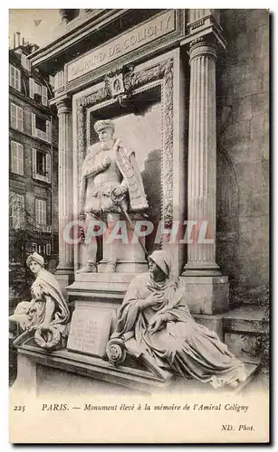 Cartes postales Paris Monument eleve a la memoire de l Amiral Coligny