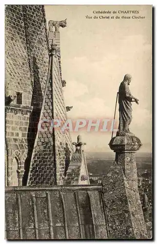 Cartes postales Cathedrale de Chartres Vue du Christ et du Vieux Clocher