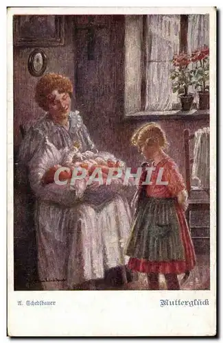 Cartes postales Schedlbauer Muttergluck Enfant et bebe