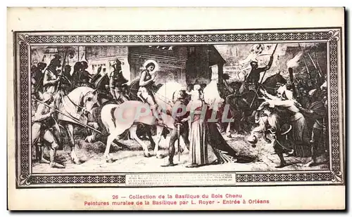 Cartes postales Basilique du Bois Chenu Peintures murales par Royer Entree a orleans Jeanne d arc