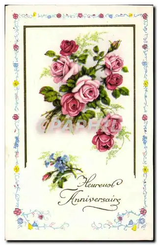 Cartes postales Fantaisie Fleurs Heureux anniversaire