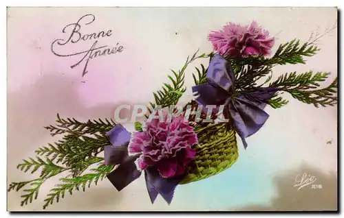 Cartes postales Fantaisie Fleurs Bonne annee