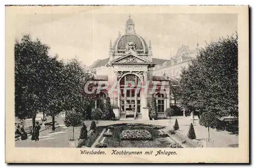 Cartes postales Wiesbaden Kochbrunnen mit Anlagen