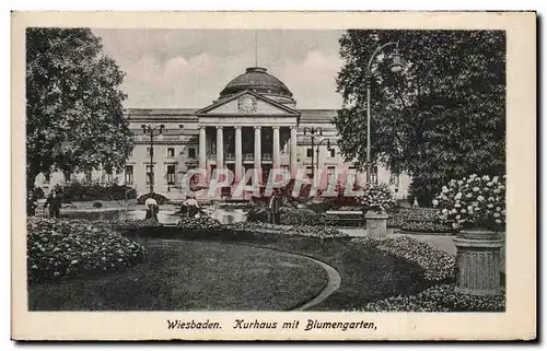 Cartes postales Wiesbaden Kurhaus mit Blumengarten