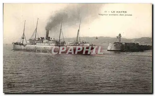 Cartes postales Le Havre Vapeur sortant des jetees Bateau