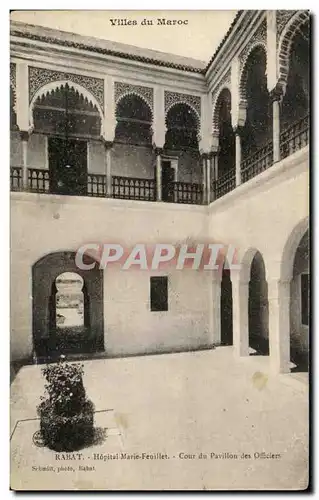 Cartes postales Villes du Maroc Rabat Hopital Marie Feuillet Cour du Pavillon des Officlers