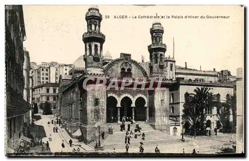 Cartes postales Alger La Cathedrate et le Plals l Hiver du Gouverneur